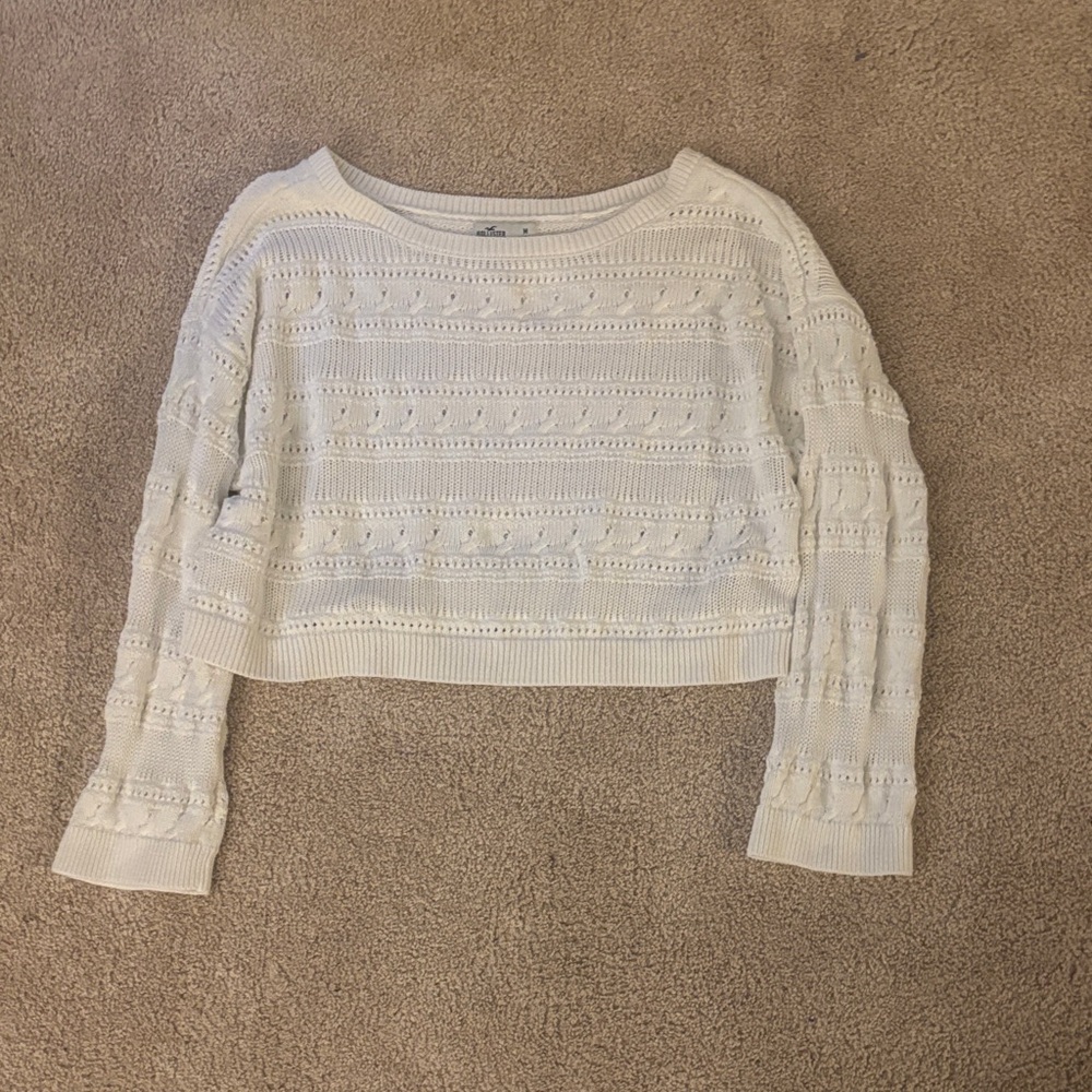 White Knit Cropped Sweater